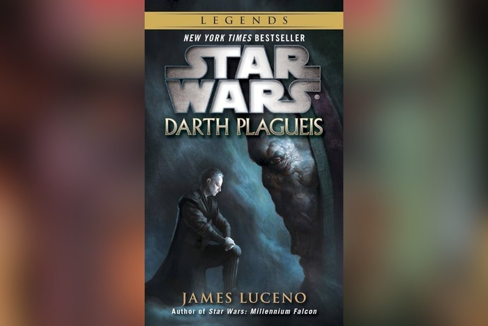Darth Plagueis cover showing Palpatine kneeling in front of Darth Plagueis