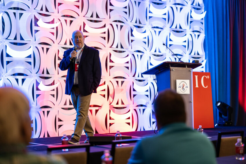 Dr Matt Culbertson, COO at pig genetics company PIC, speaking at a recent event. Photo: PIC