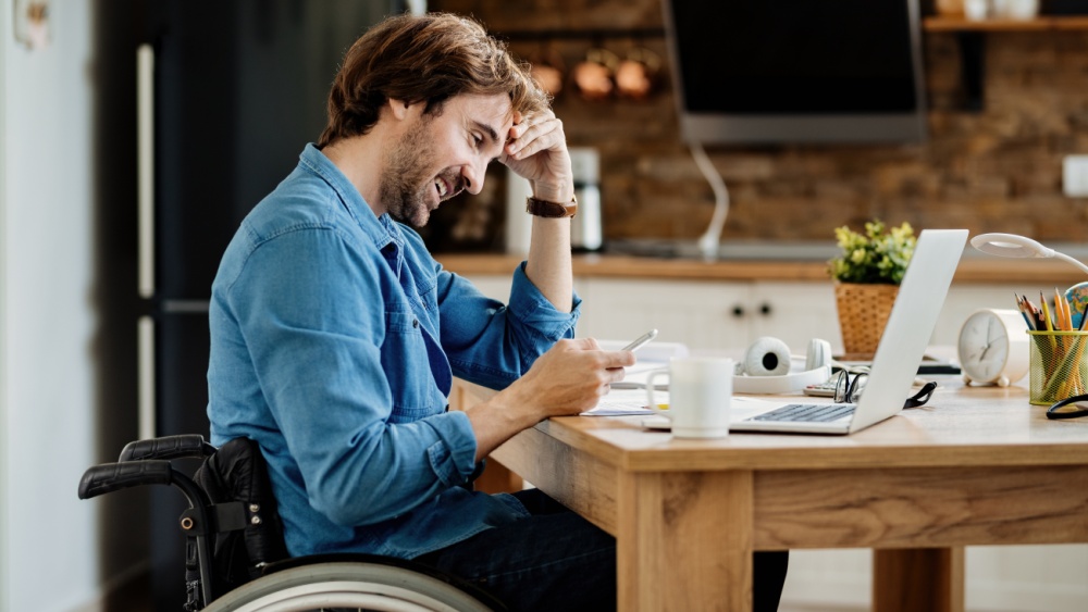 A guy in a wheel chair.