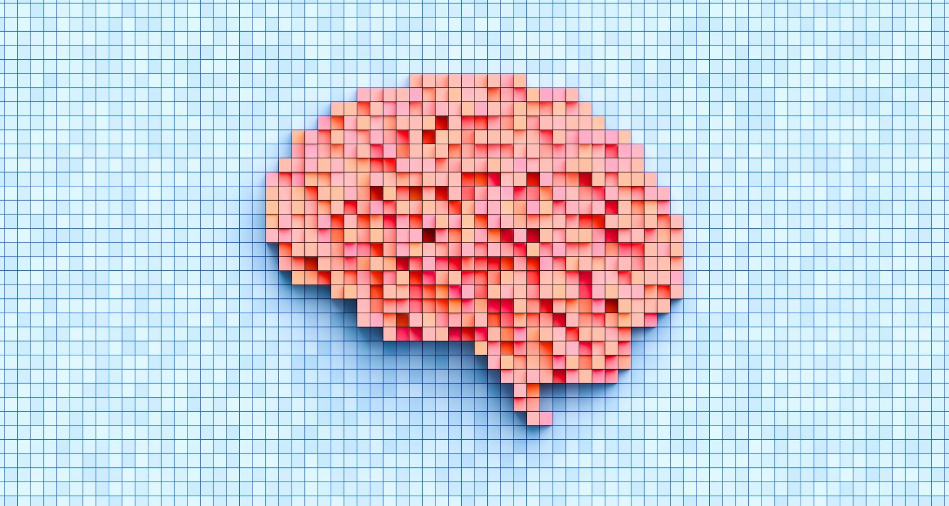 an illustration of a brain in a pixelated mosaic style