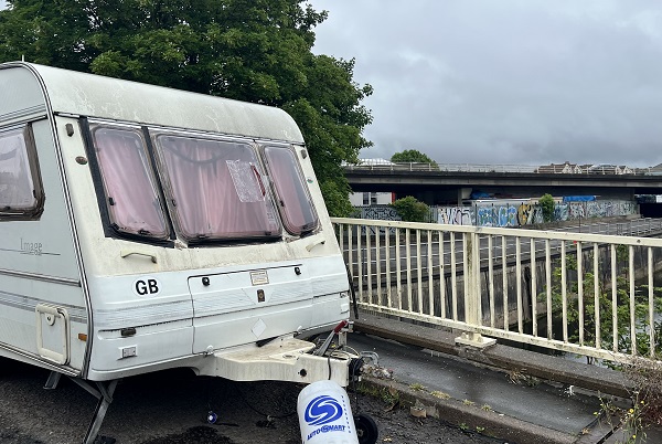Caravan in New Stadium Road, Eastville