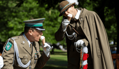 Solider cool-down: The Polish Border Guard Band catches some Scottish summer sun