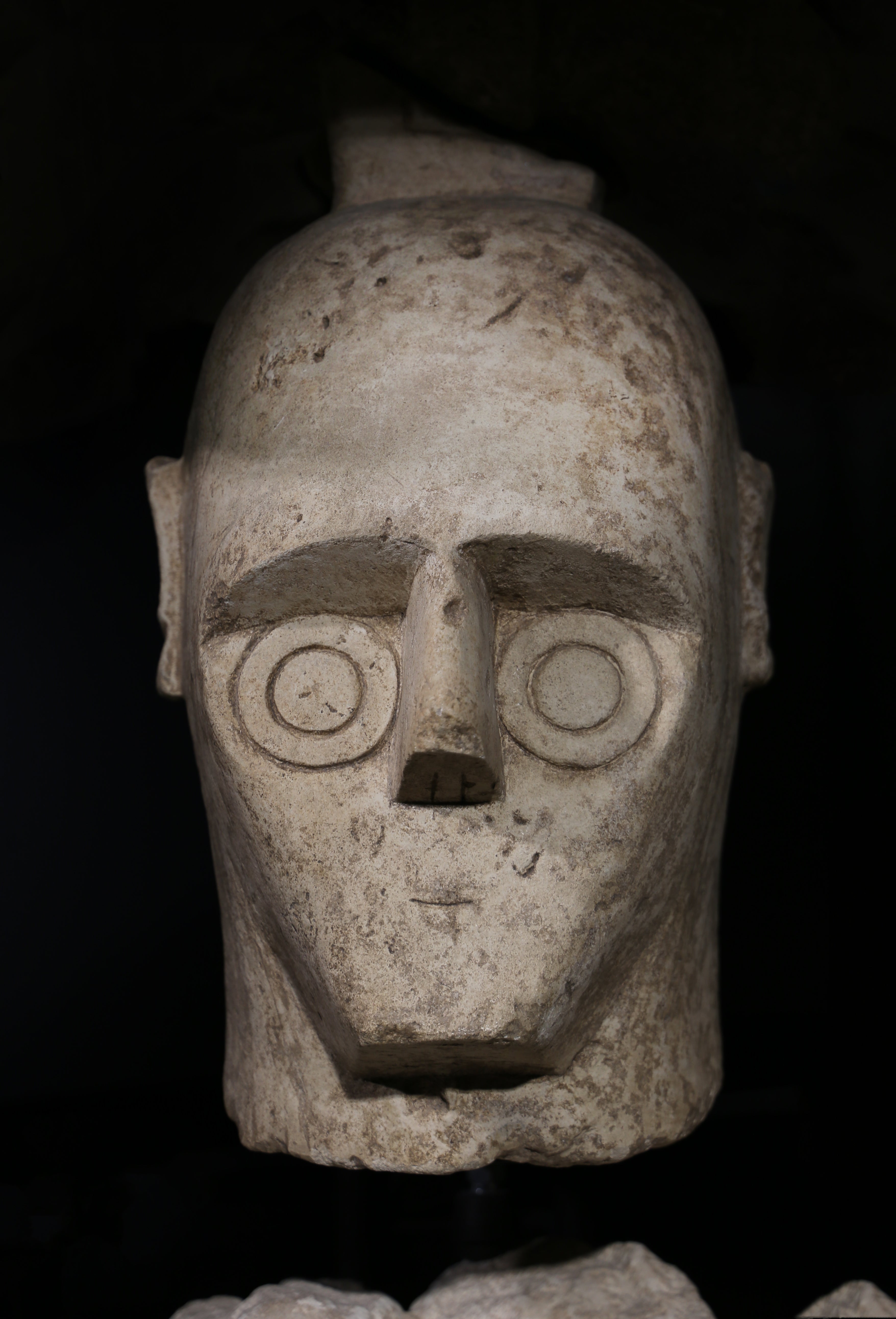 Peering out from the mists of prehistory: The face of a giant Bronze Age Nuragic Warrior, unearthed at Monte Prama, Sardinia