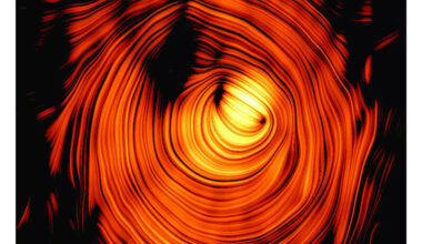 Eye of Sauron: Orange spiral ring of light with a brighter center.