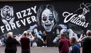 A mural of Ozzy Osbourne outside Aston Villa’s Villa Park stadium