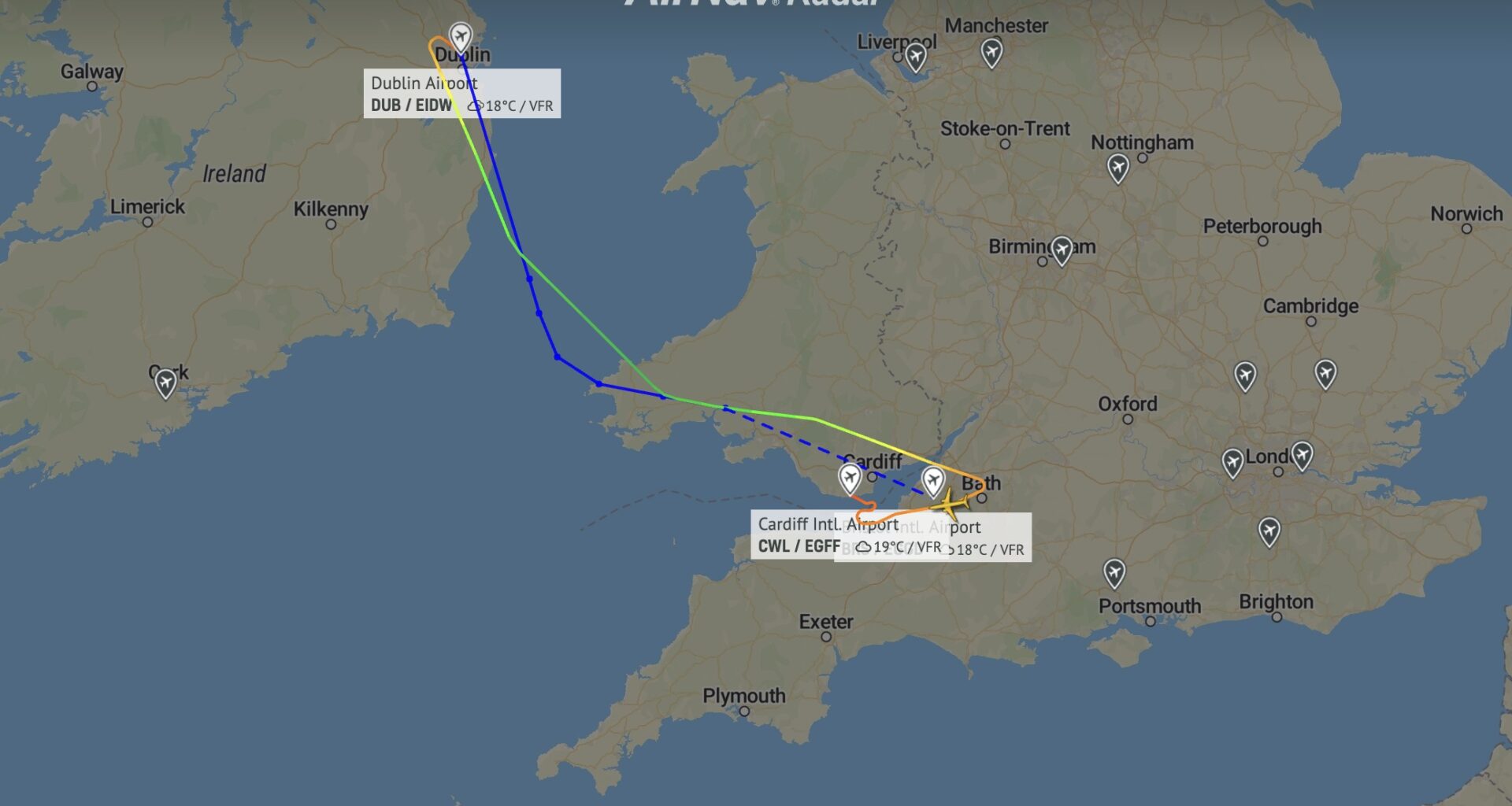 Ryanair flight FR504 to Bristol declared an emergency and diverted to Cardiff