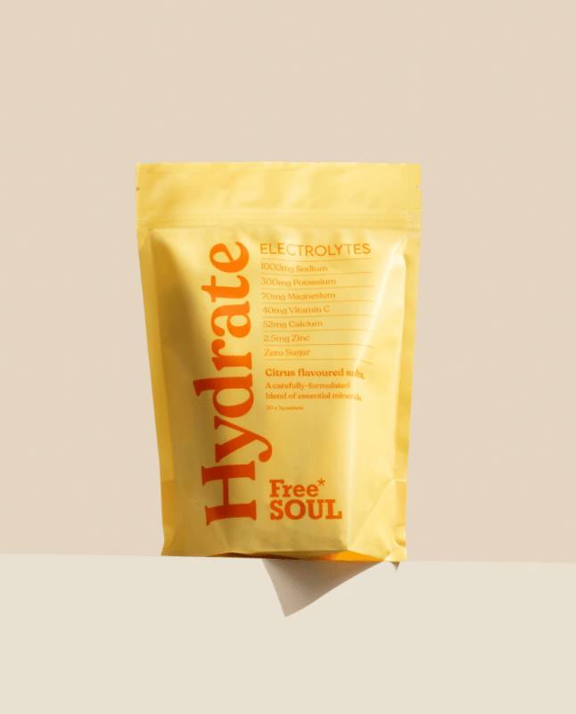 Yellow packet with orange writing