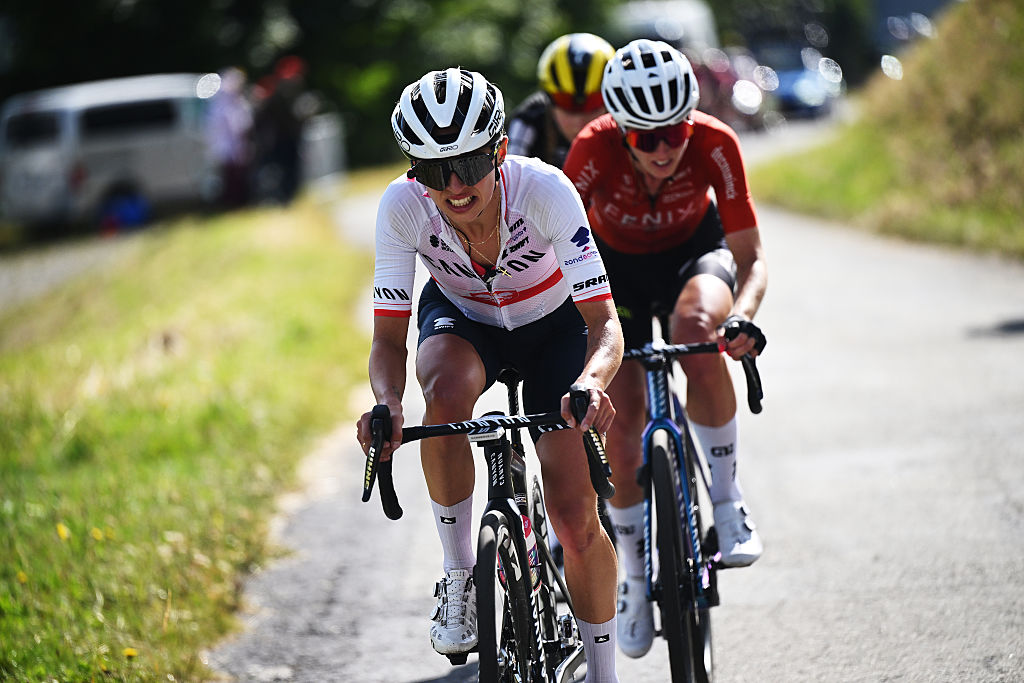 Kasia Niewiadoma on the Col de la Madeleine during stage 8 of the Tour de France Femmes
