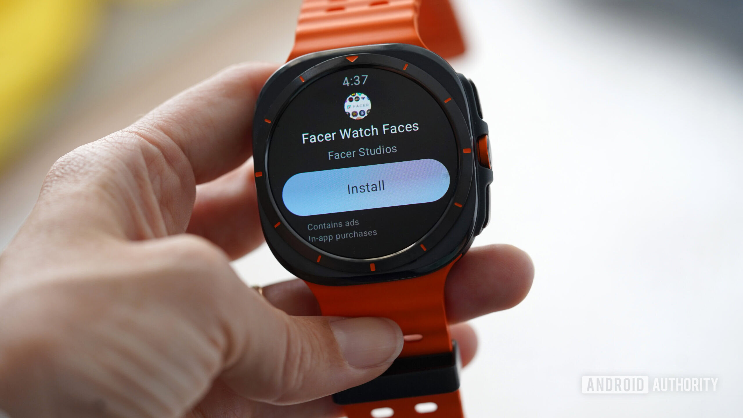 A user installs the Facer app on their Galaxy Watch Ultra.