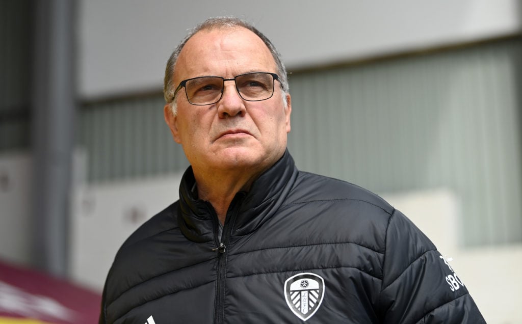 Marcelo Bielsa as Leeds United manager during Premier League game vs Burnley.