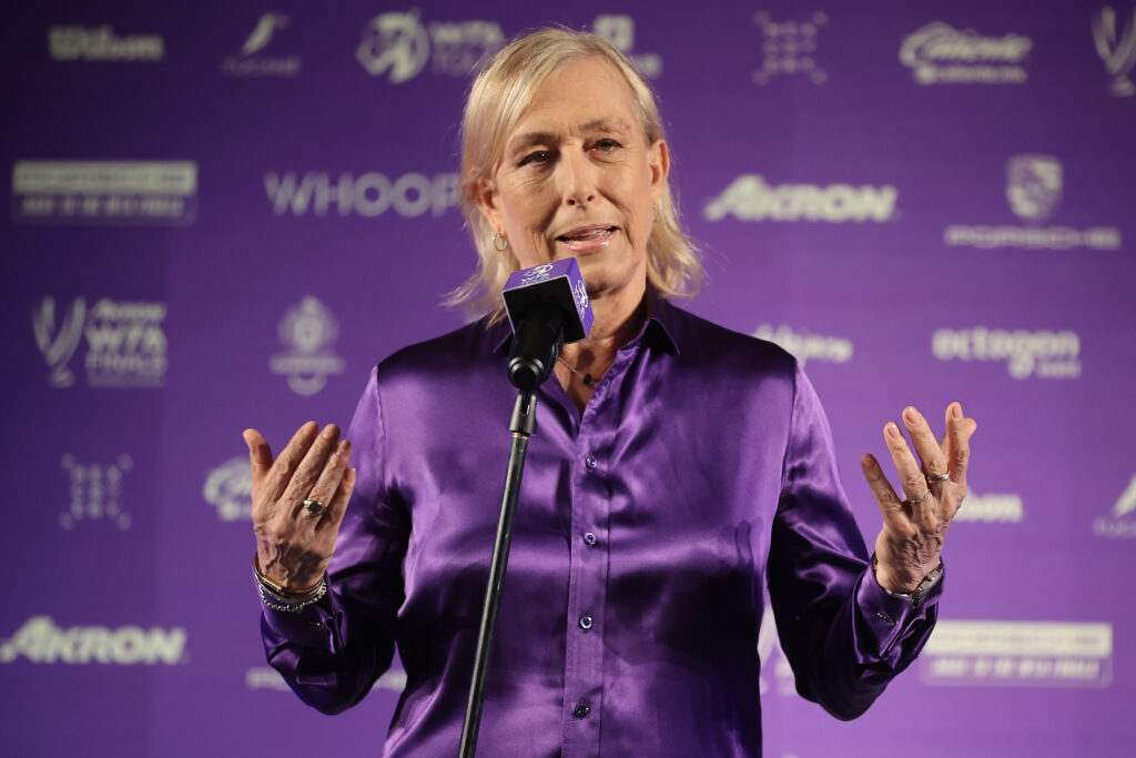 WTA Legend Ambassador Martina Navratilova attends the Official Draw Ceremony and Gala Evening before the 2021 Akron WTA Finals Guadalajara at Zapopan City Hall on November 08, 2021 in Zapopan, Mexico.