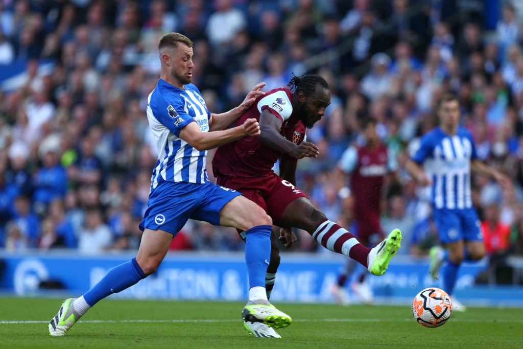 Michail Antonio in action for West Ham against Brighton.