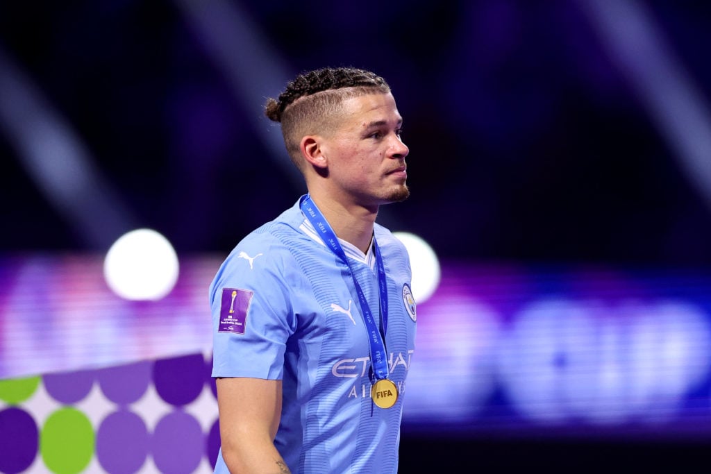 Kalvin Phillips collects a medal after the FIFA Club World Cup Saudi Arabia 2023 final match between Manchester City and Fluminense.