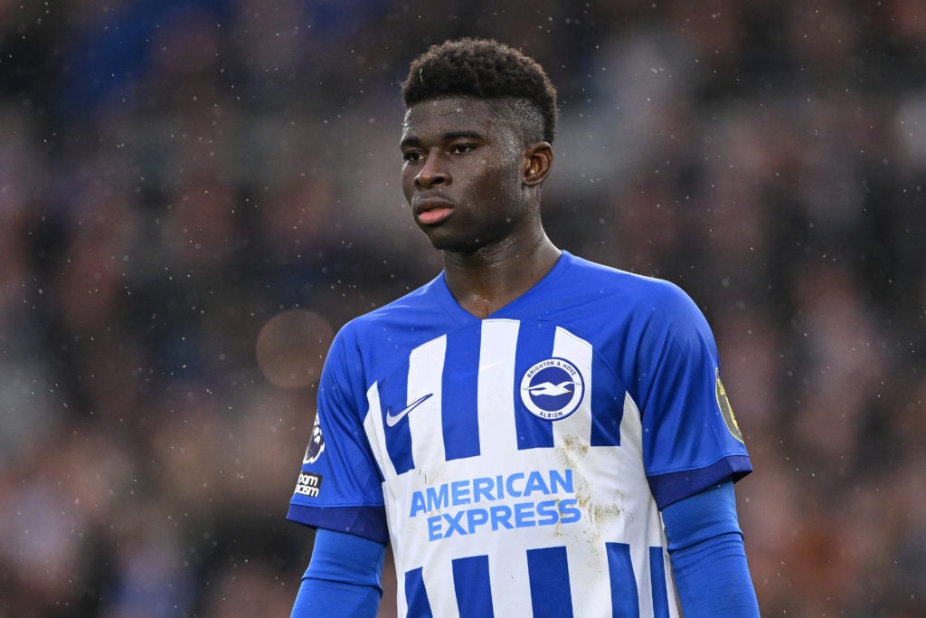 Carlos Baleba in action for Brighton.