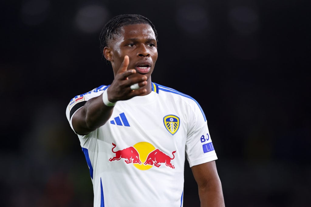 Largie Ramazani in action for Leeds against Sheffield United.