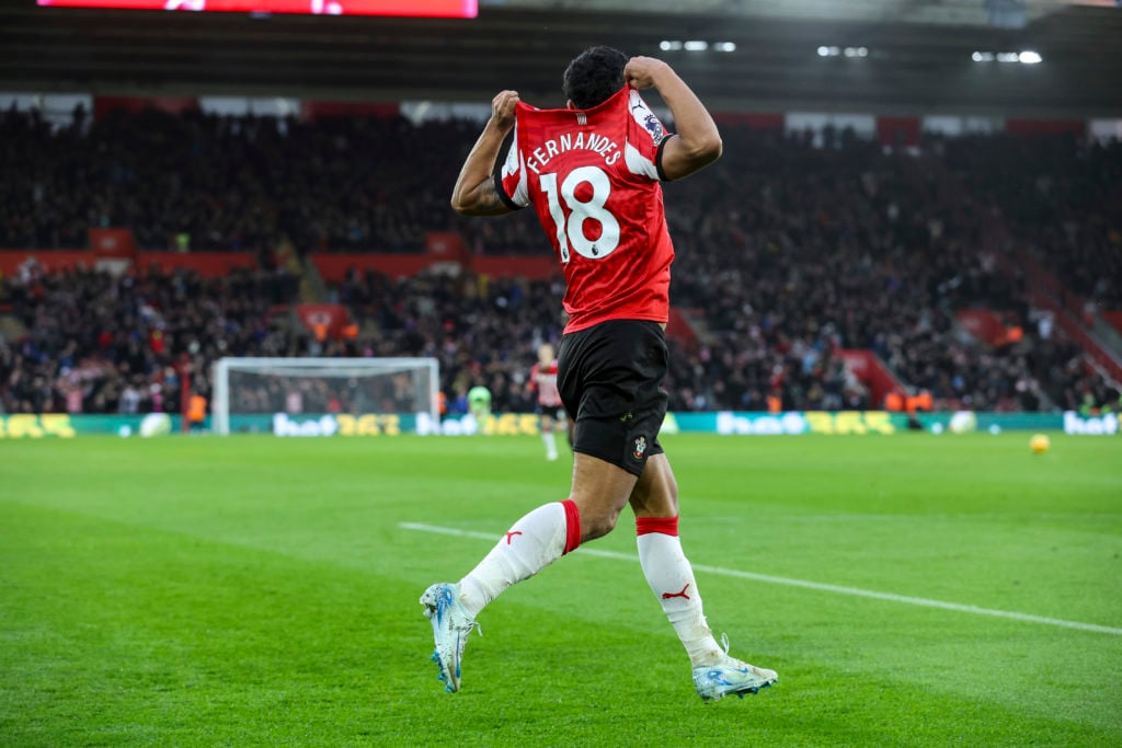 Mateus Fernandes celebrates during Southampton FC v Liverpool FC - Premier League