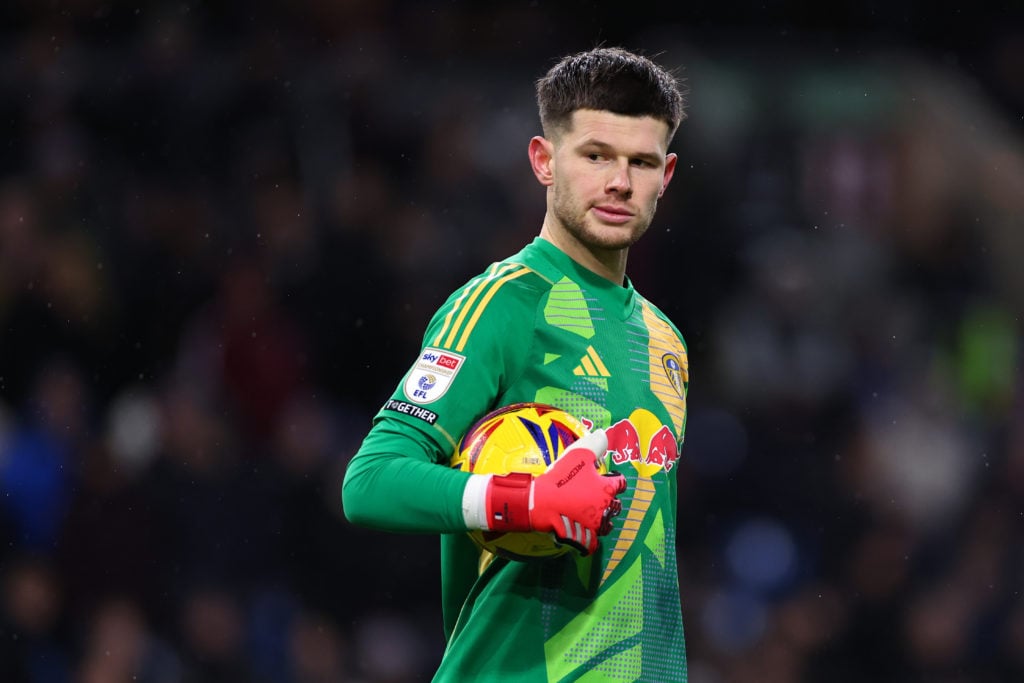 Illan Meslier playing for Leeds United.