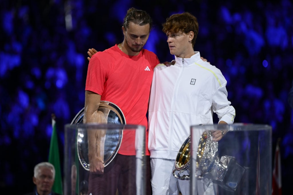 Jannik Sinner comforts Alexander Zverev after beating him in the 2025 Australian Open final
