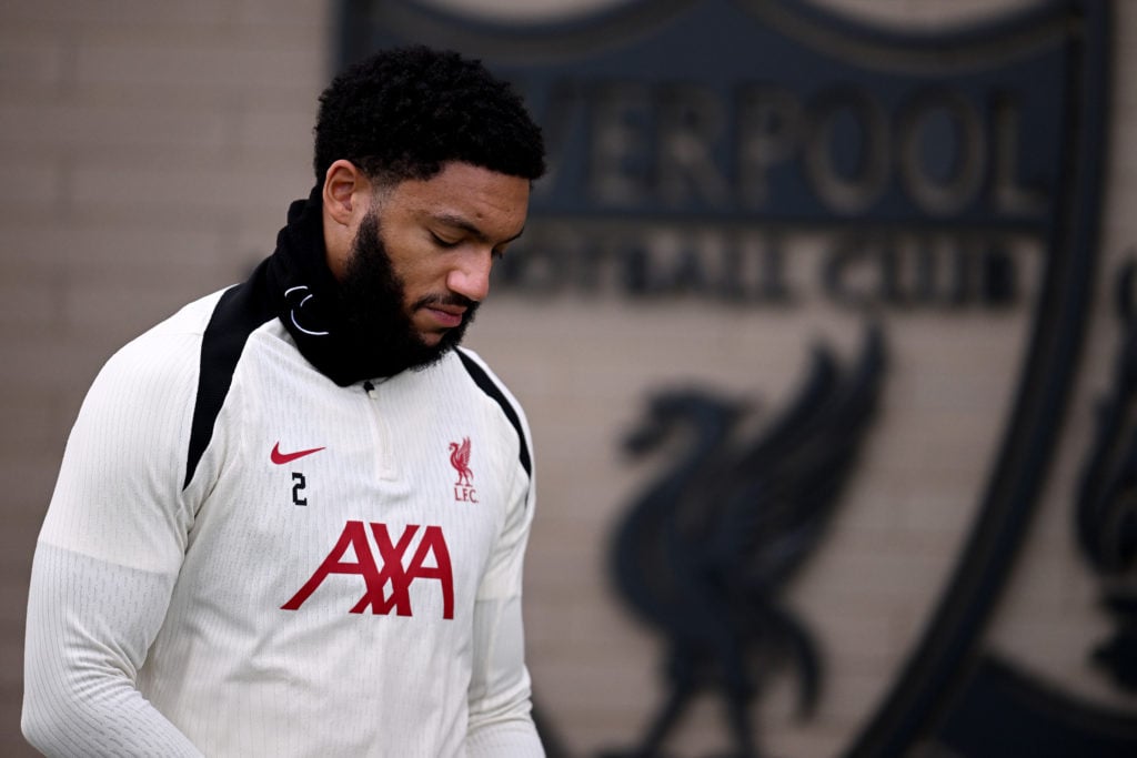 Joe Gomez pictured taking part in a Liverpool Training Session