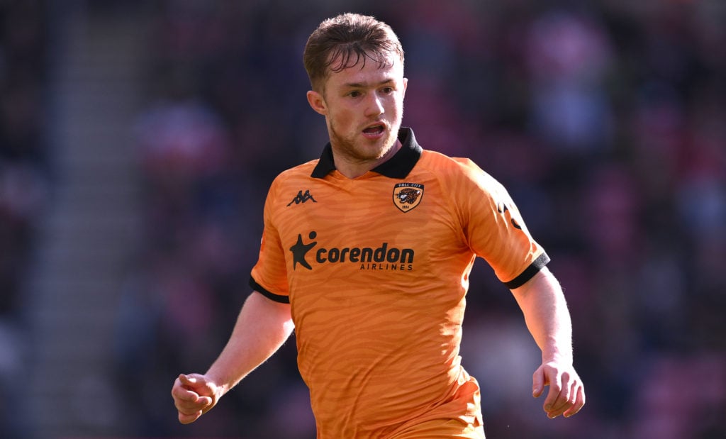 Joe Gelhardt playing for Hull City on loan from Leeds United.