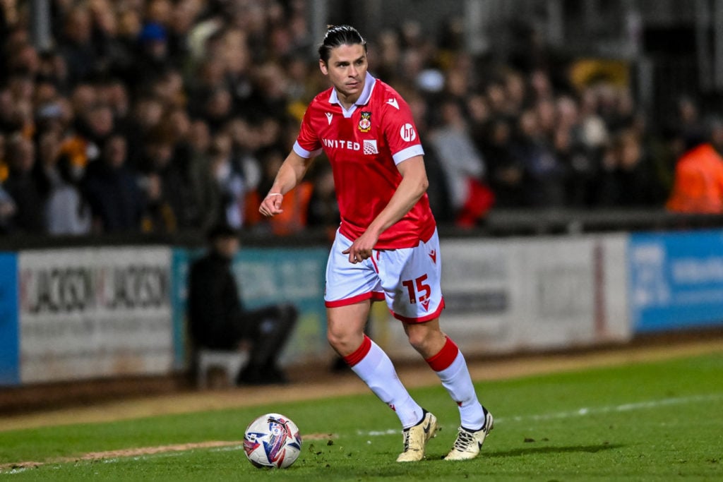 George Dobson in action during Cambridge United v Wrexham in the Sky Bet League One clash.