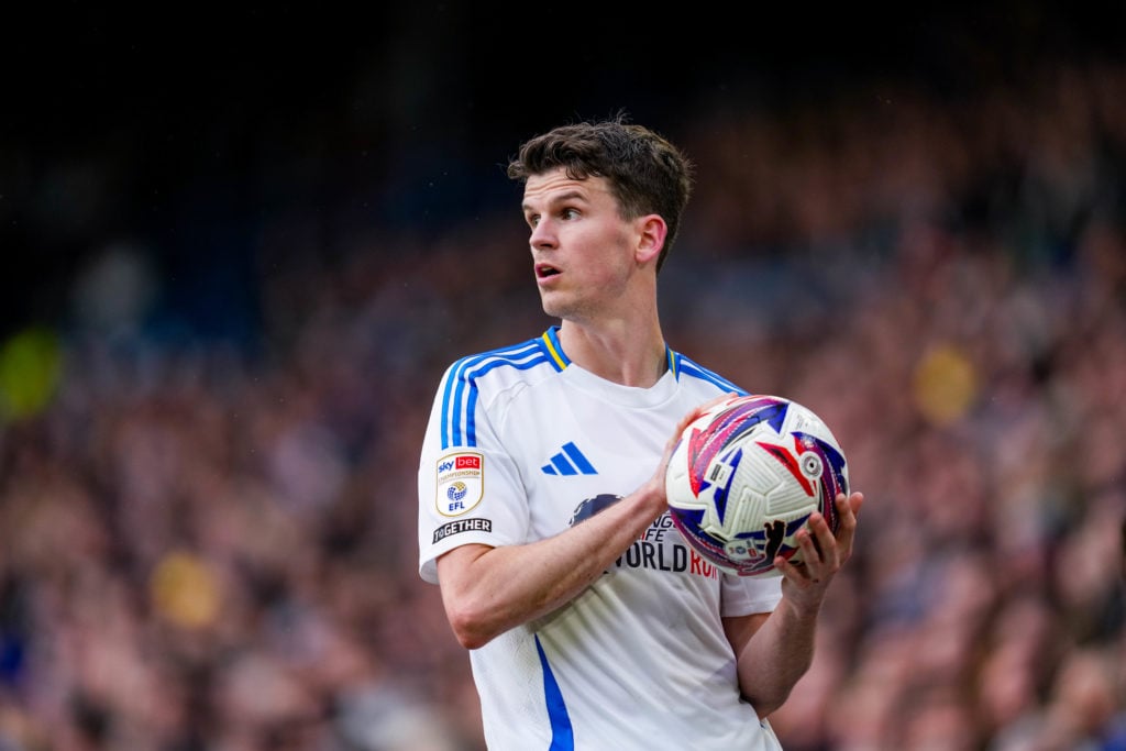 Sam Byram prepares for a throw-in for Leeds United against Swansea City.