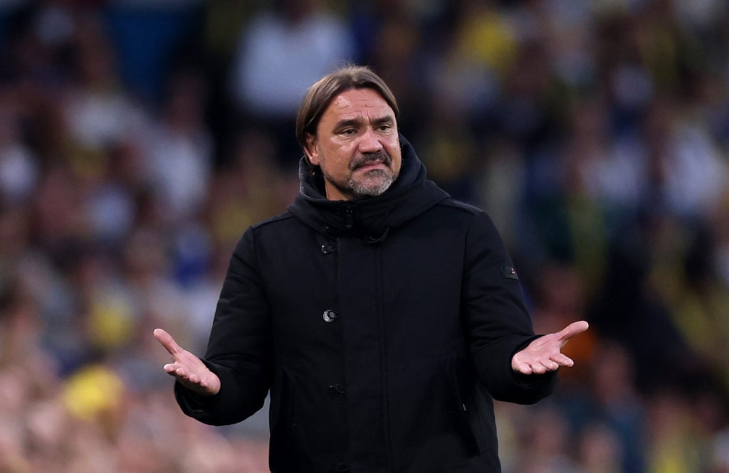 Daniel Farke, Manager of Leeds United, gestures during the Sky Bet Championship match between Leeds United FC and Bristol City FC.