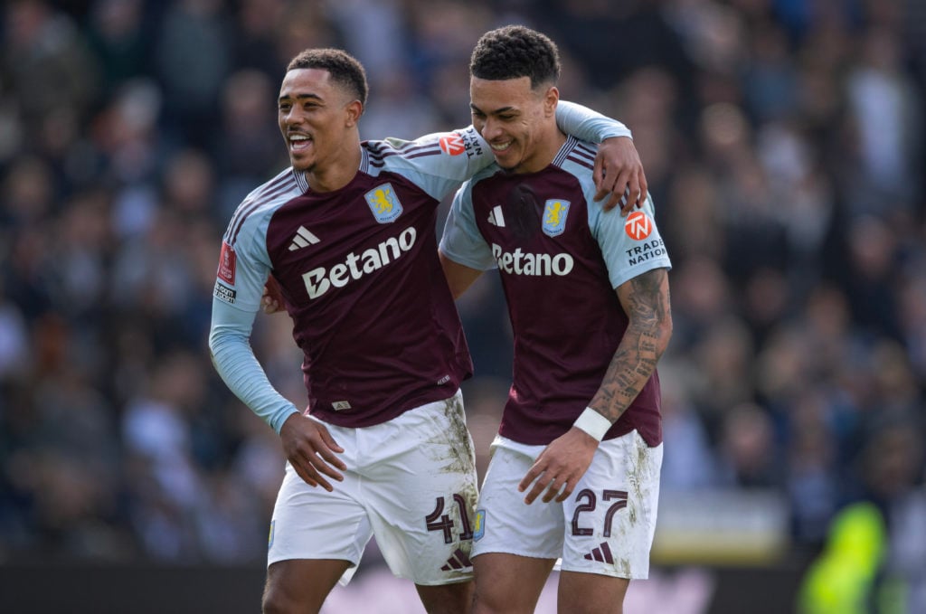 Morgan Rogers and Jacob Ramsey celebrate for Aston Villa.