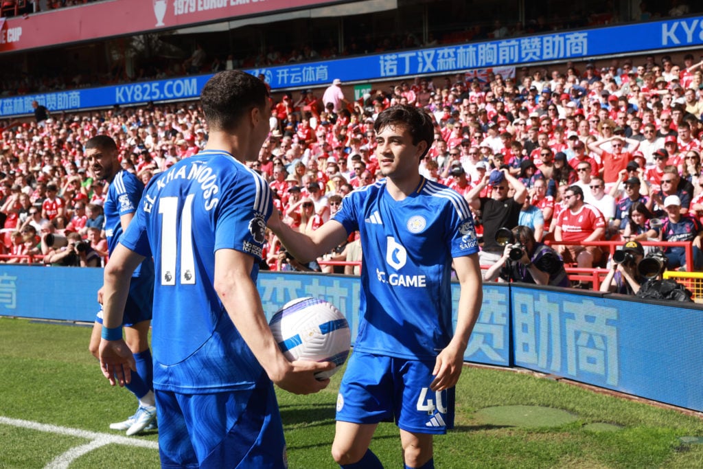 Facundo Buonanotte and Bilal El Khannouss in action for Leicester.