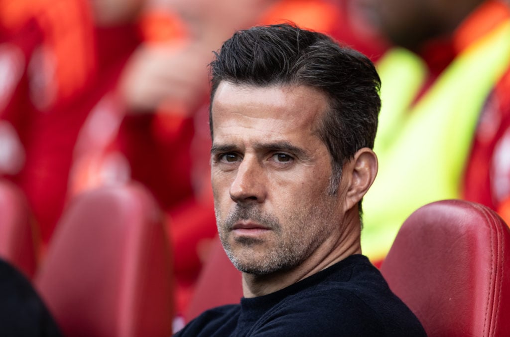 Fulham's manager Marco Silva looks on.