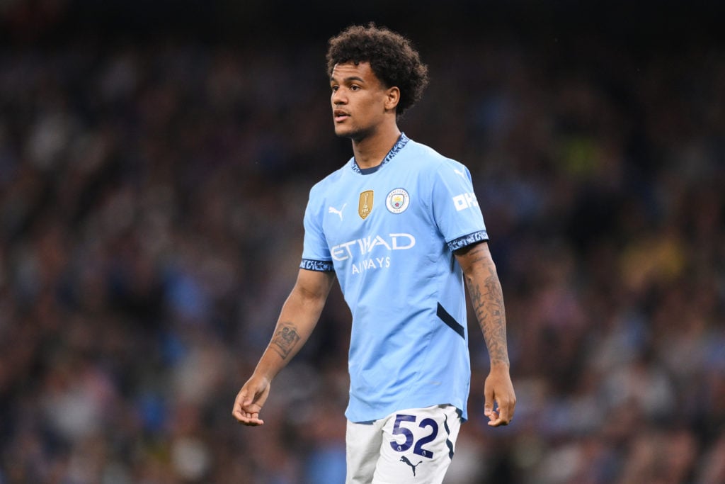 Manchester City player Oscar Bobb during a Premier League match against Bournemouth.