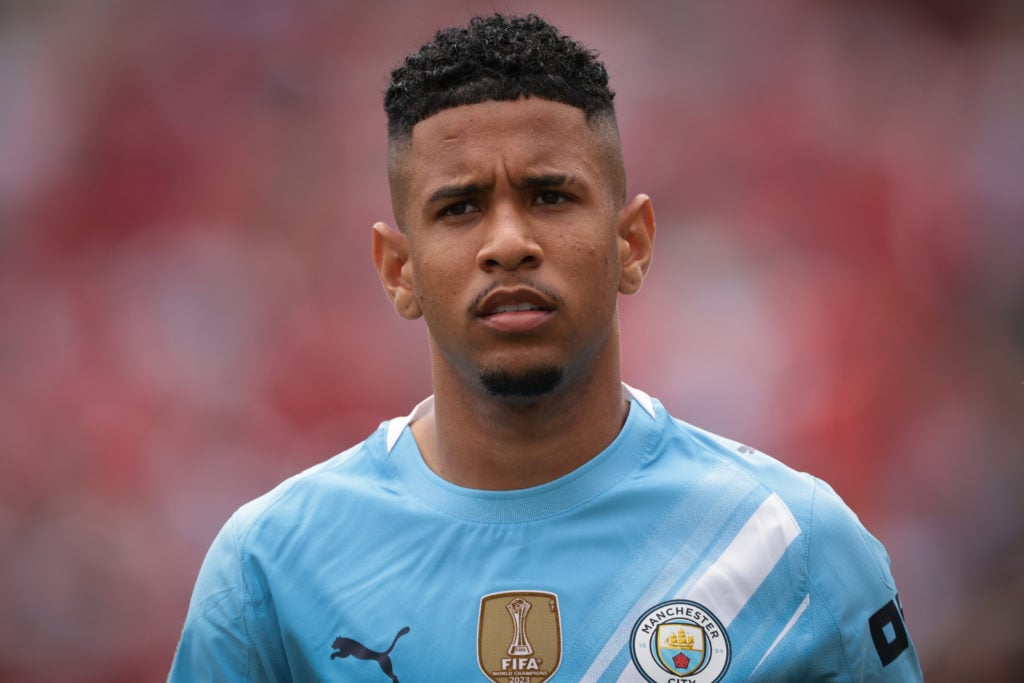 Manchester City winger Savinho in action against Wydad AC.