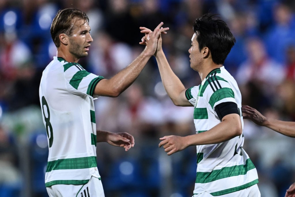 Celtic wingers Hyunjun Yang and Benjamin Nygren in action for Celtic vs Ajax in the Como Cup.