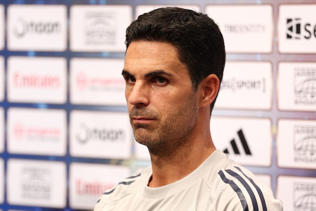 Mikel Arteta during a press conference at Arsenal