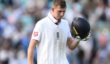 Zak Crawley falls to last ball of day three with England set 374 to win fifth Test