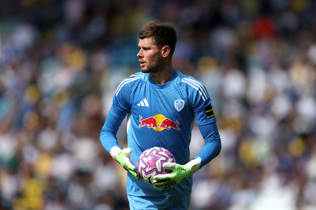 Illan Meslier playing for Leeds United.