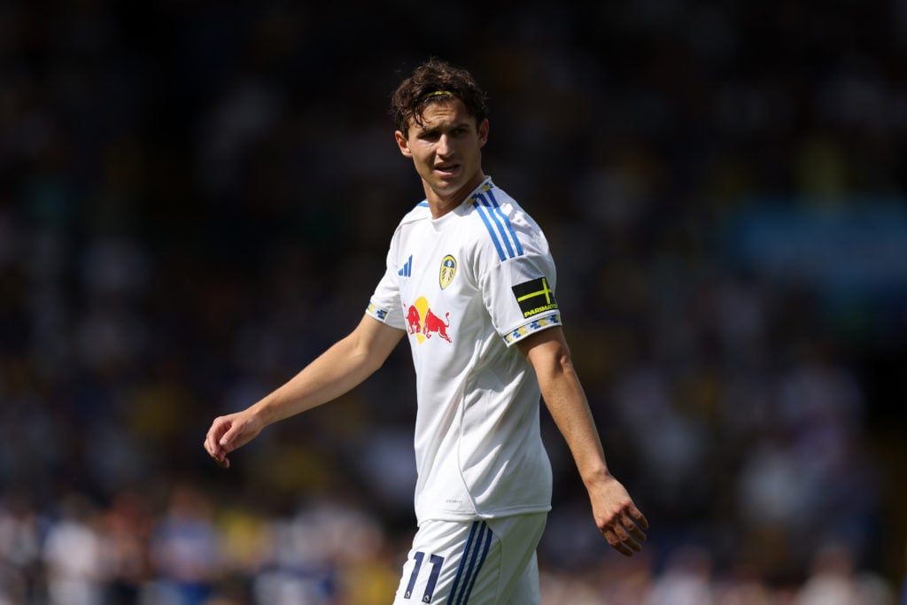 Brenden Aaronson during Leeds clash v Villarreal.