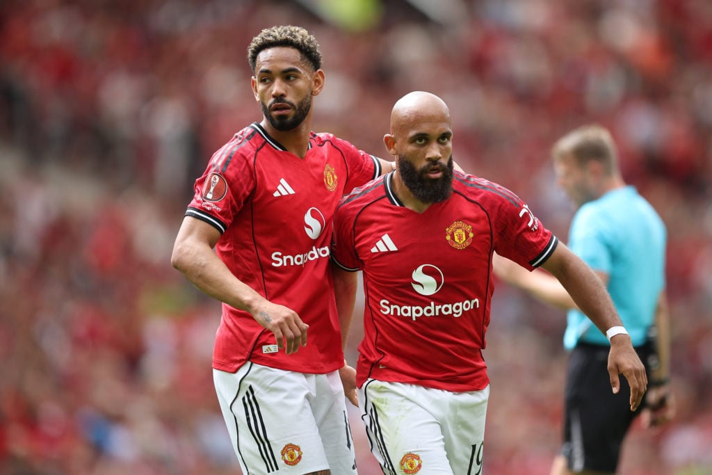 Bryan Mbeumo and Matheus Cunha celebrate during pre-season friendly.