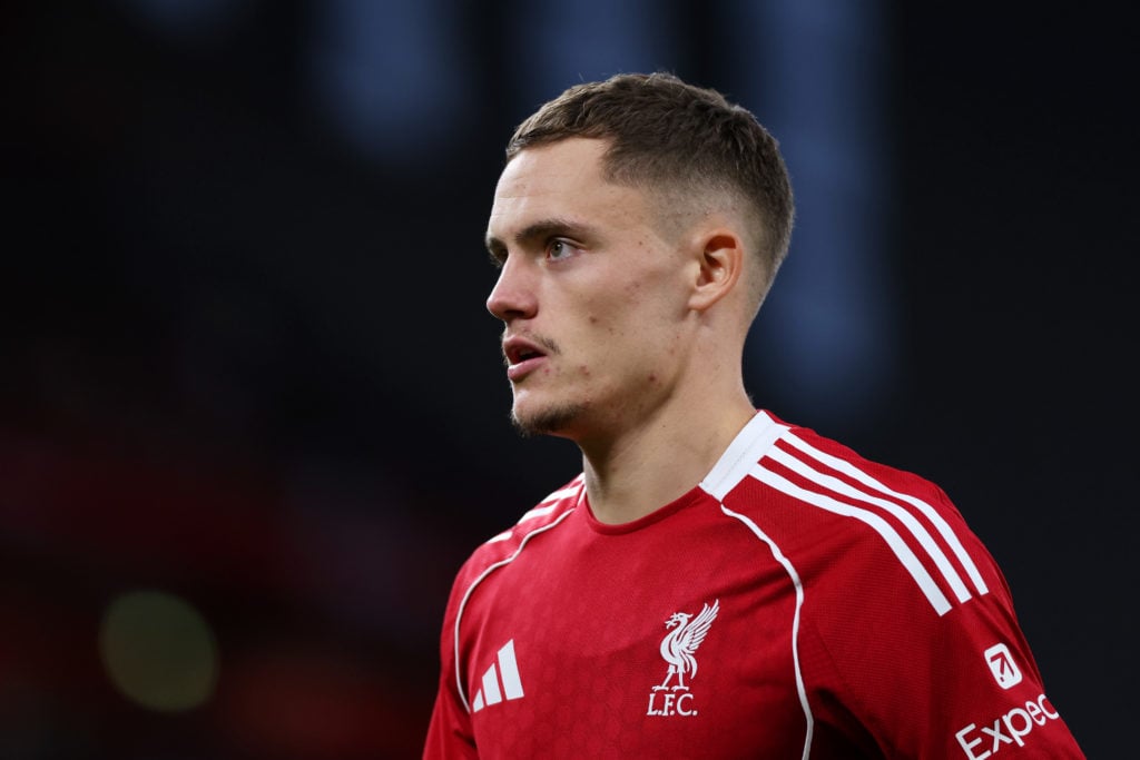 Florian Wirtz of Liverpool looks on during the second pre-season friendly match between Liverpool and Athletic Club Bilbao at Anfield