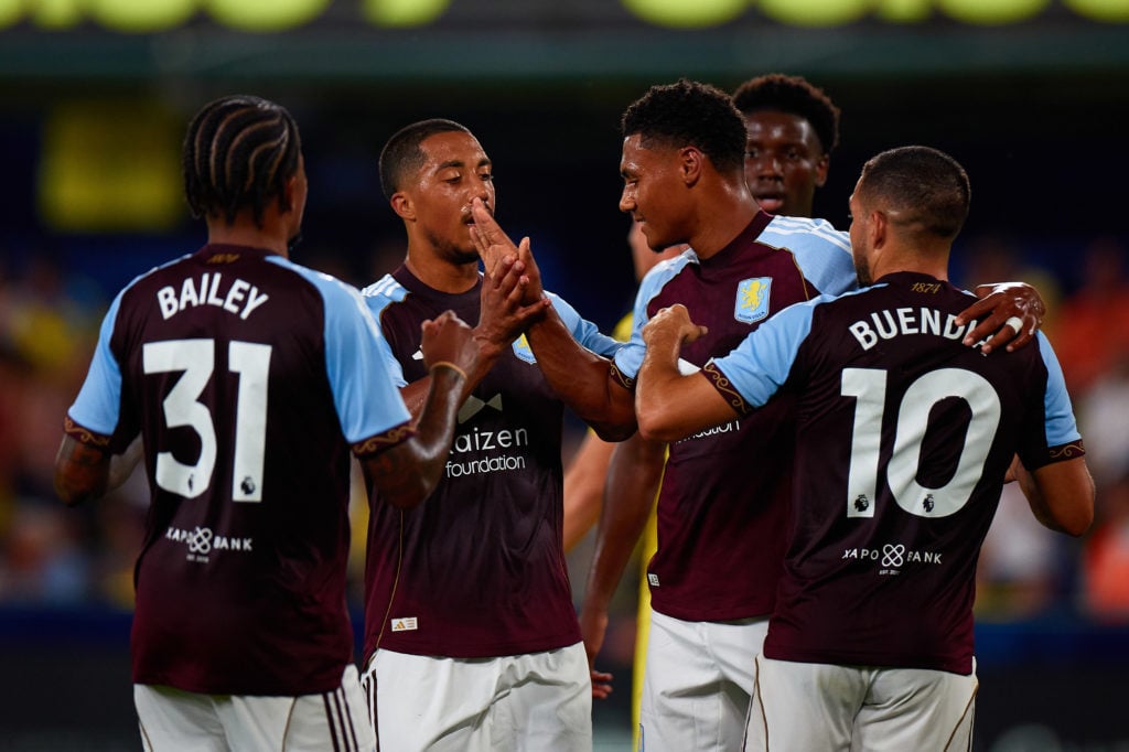 Ollie Watkins of Aston Villa celebrates during the Trofeo La Ceramica friendly match between Villarreal CF and Aston Villa at Estadio La Ceramica.