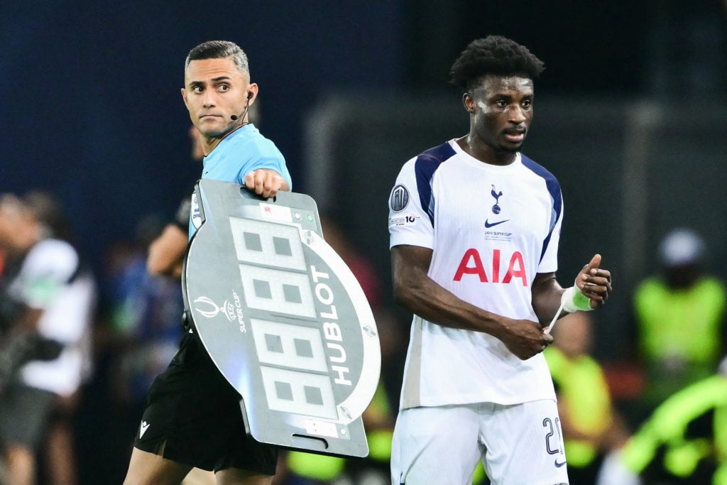 Mohammed Kudus is substituted in the UEFA Super Cup final