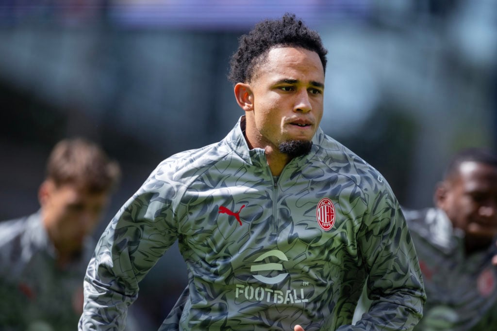 Noah Okafor playing for AC Milan.
