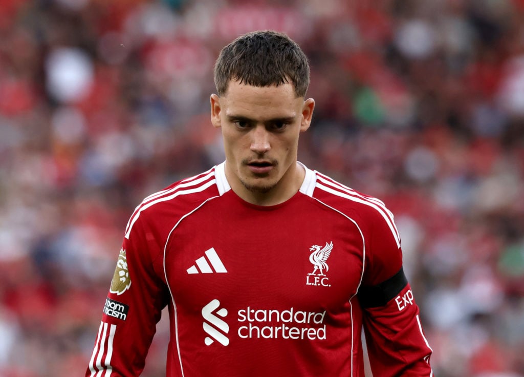 Florian Wirtz of Liverpool looks on prior to the Premier League match between Liverpool and Bournemouth