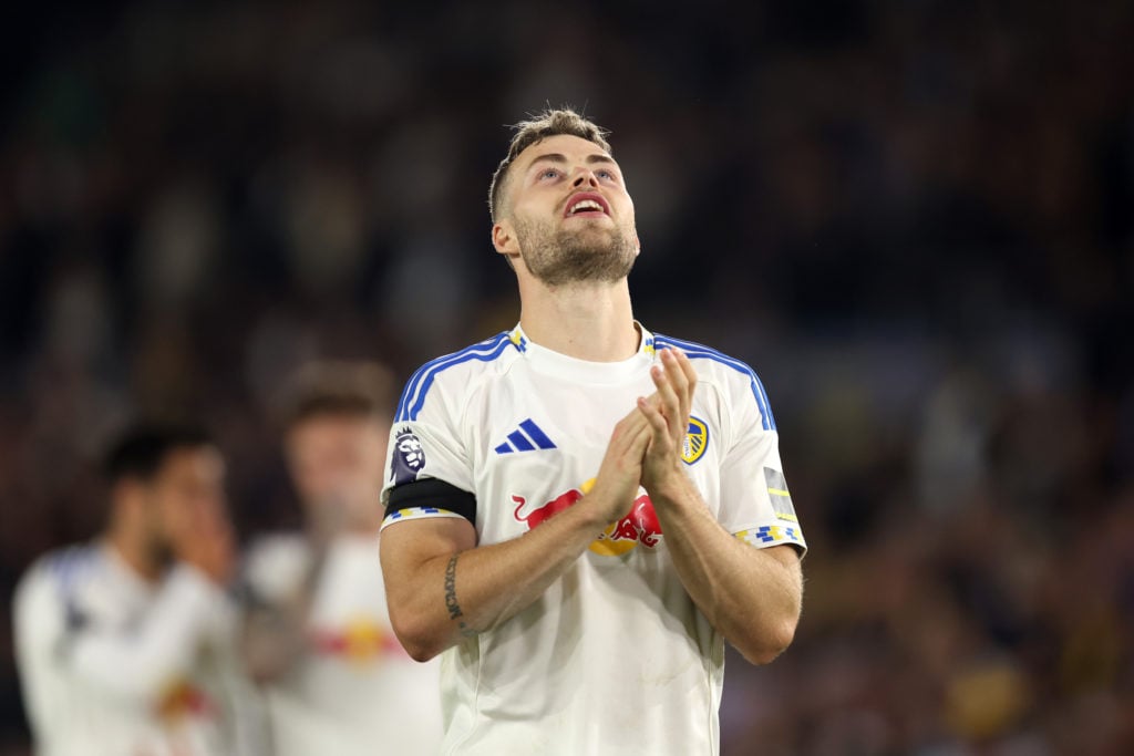 Gabriel Gudmundsson celebrates following Leeds United v Everton - Premier League