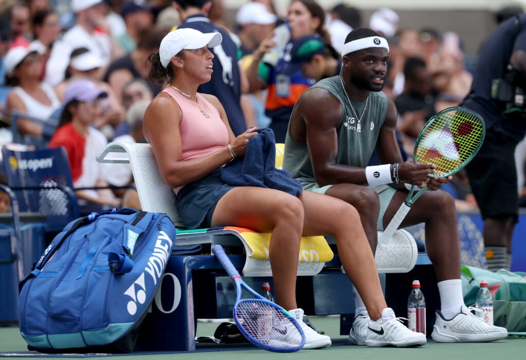 Madison Keys and Frances Tiafoe during a changeover at the 2025 US Open