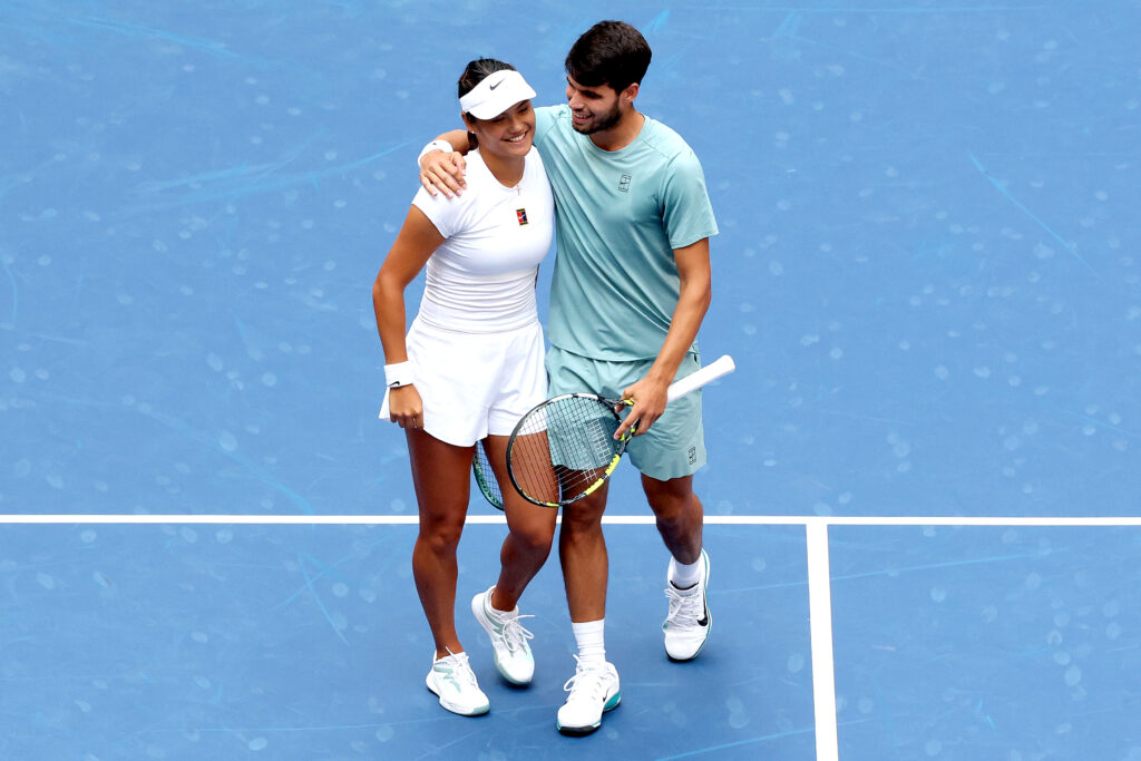 Emma Raducanu and Carlos Alcaraz walk arm in arm