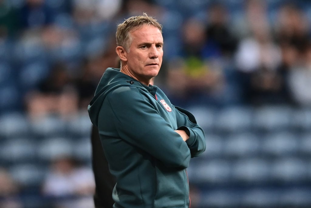 Wrexham manager Phil Parkinson looks on