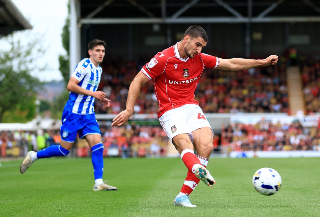Ryan Longman in action during Wrexham AFC v Sheffield Wednesday in the Sky Bet Championship clash.