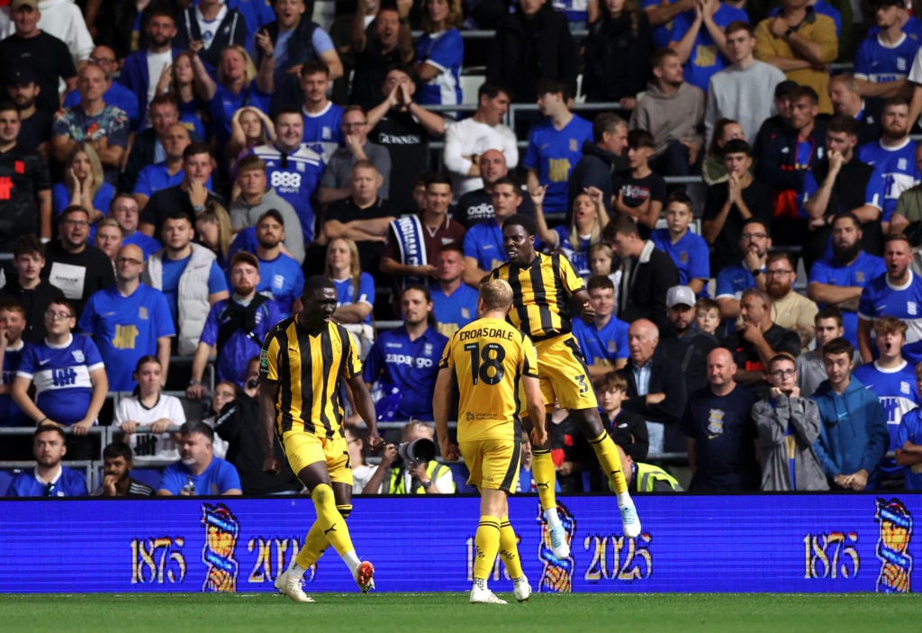 Jaheim Headley of Port Vale celebrates scoring his team's first goal