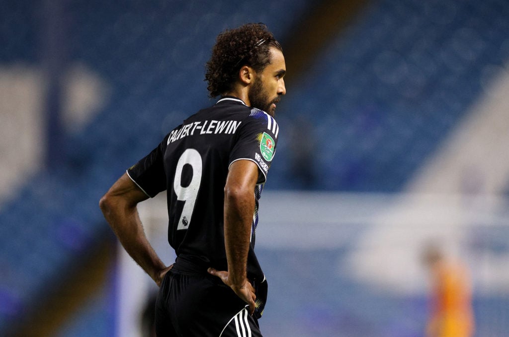 Dominic Calvert-Lewin holds his hands on his hips in Leeds United debut.
